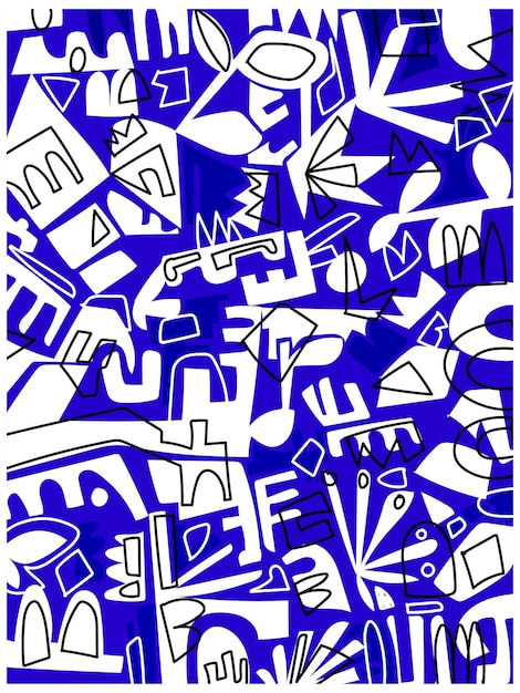 Monochrome Memphis shapes geometric hand drawn vector illustration background