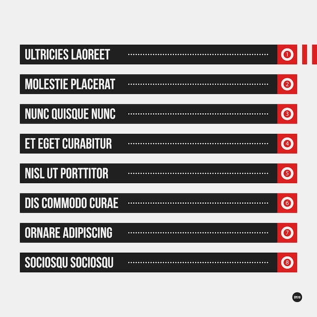 Vector monochrome menu template in strict style. useful for presentations and web design.