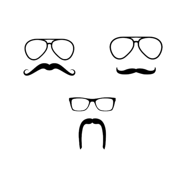 Vector monochrome moustache icons set