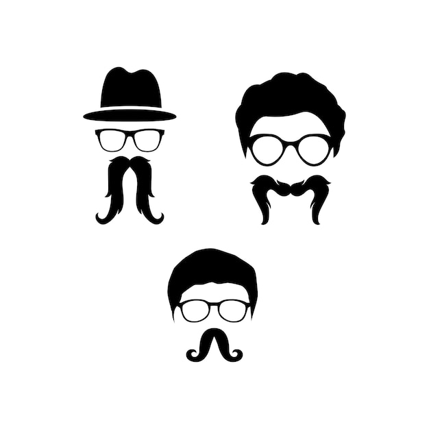 Monochrome moustache icons set