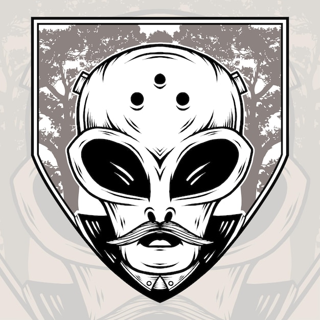 Vector monochrome old alien