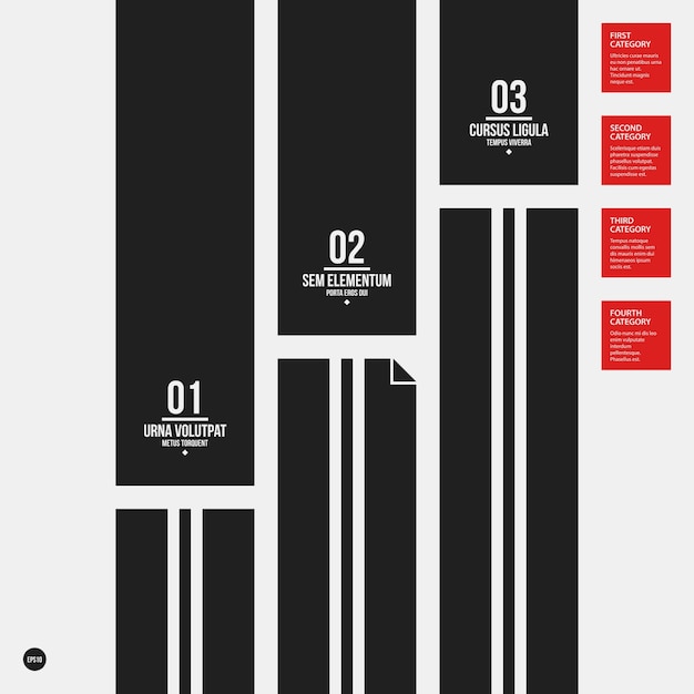 Vettore modello di opzioni monocromatiche in stile rigoroso di contrasto. utile per presentazioni e web design.