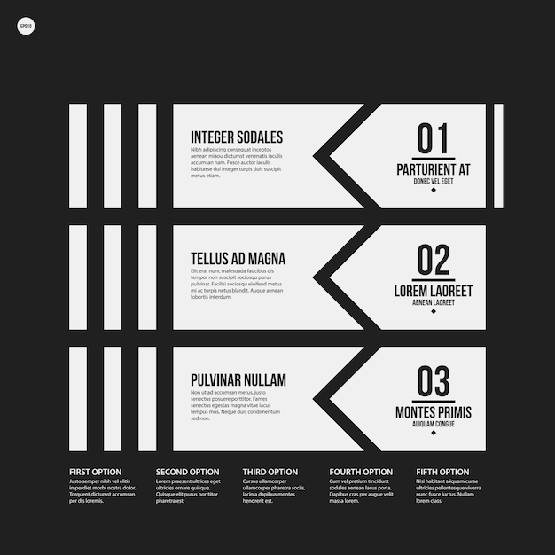 Monochrome options template in strict contrast style. useful for presentations and web design.