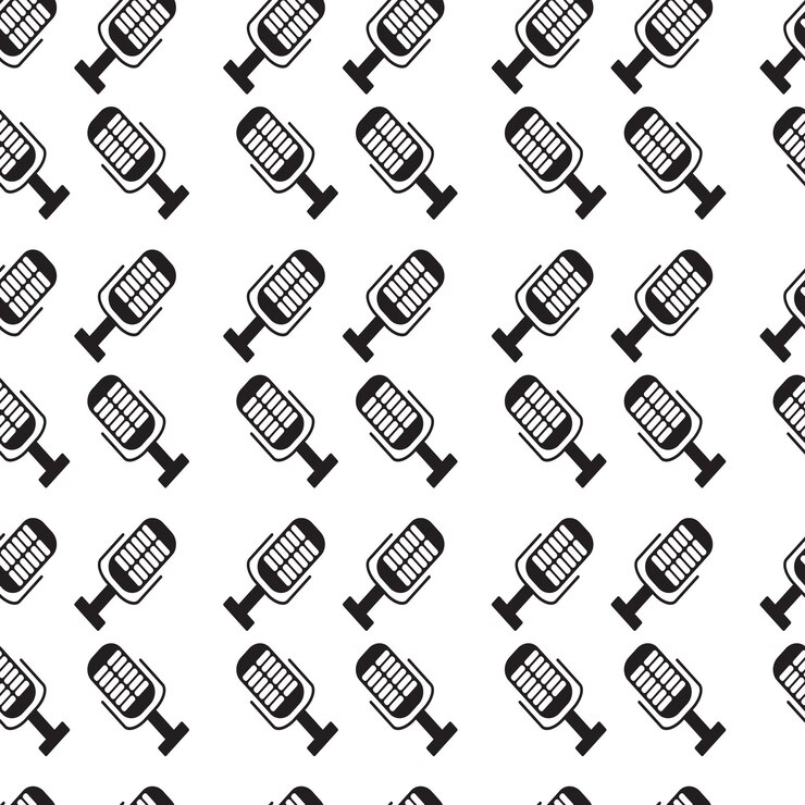 Vector monochrome pattern microphone music karaoke and repetition mic for radio vector illustration