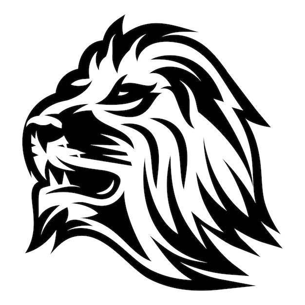 Monochrome pattern with lions head for a logo or packaging