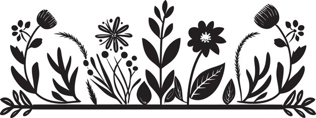 Vector monochrome petal perimeter floral border vector logo floral ink outline botanische border vector ico