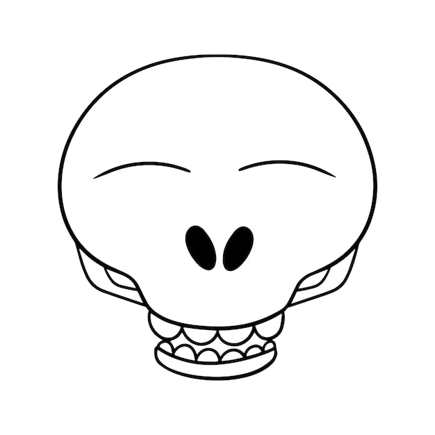 Monochrome picture Funny character Cute cartoon skull closed his eyes vector  in cartoon style