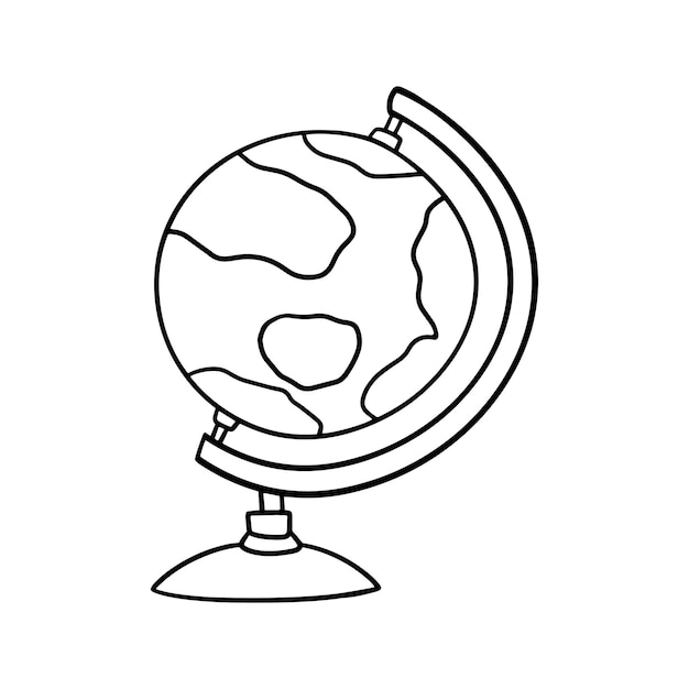 Monochrome picture Globe model of the globe on a stand vector illustration in cartoon style