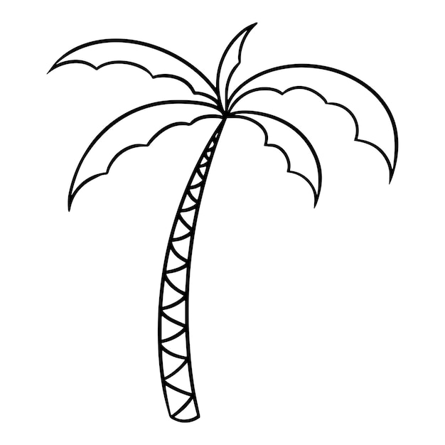 Monochrome picture tall palm tree with leaves vector cartoon illustration