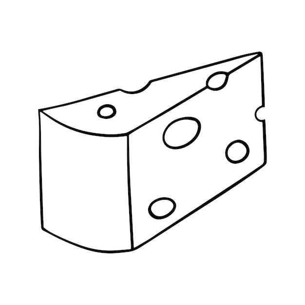 흑백 사진 삼각형 치즈 벡터 만화 조각