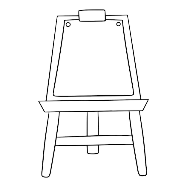 Monochrome picture Wooden easel with a sheet of paper vector illustration in cartoon style