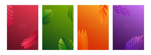 Monochrome posters with tropical leaves