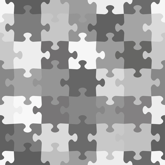 Vector monochrome puzzle seamless pattern