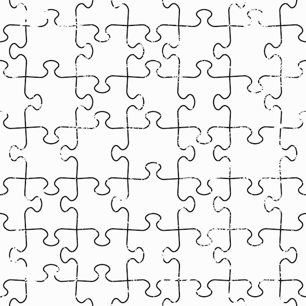 Vector monochrome puzzle seamless texture with grunge effect