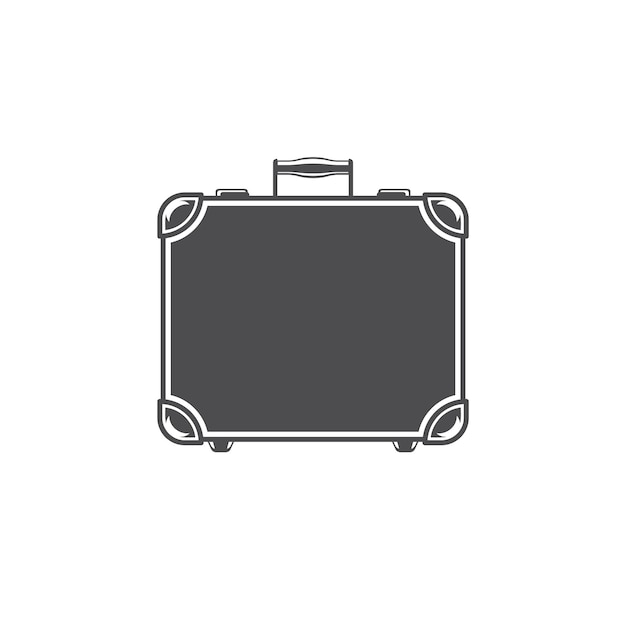 Monochrome retro suitcase with handle personal things carrying silhouette vector illustration