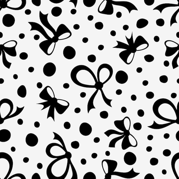 Monochrome ribbon bow fabric pattern