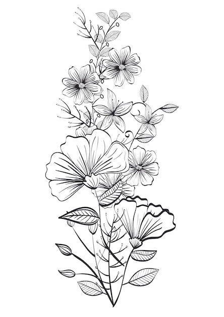 Vector monochrome and rustic decoration floral