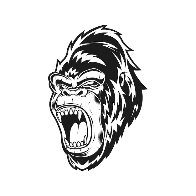 monochrome scream gorilla vector illustration