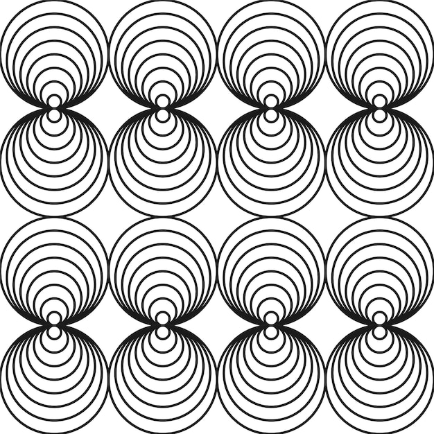 Monochrome seamless circle pattern swirl ornament design