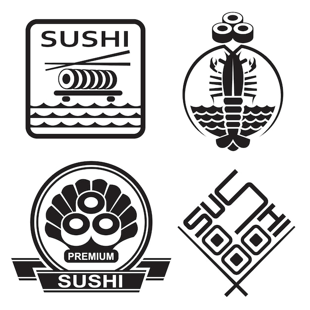 monochrome set sushi-pictogrammen