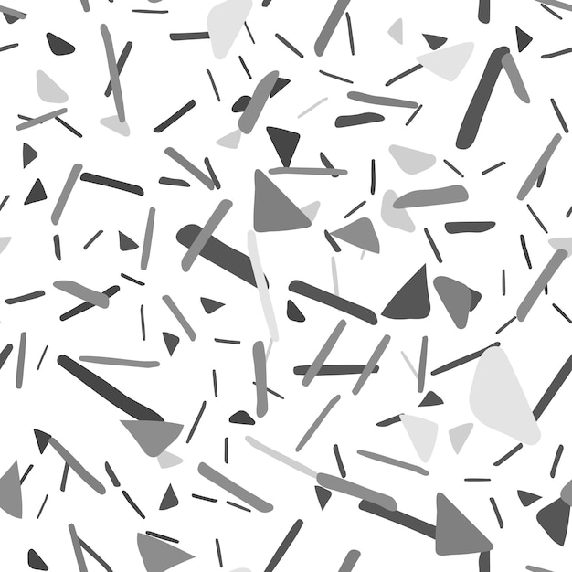 モノクロの形や要素は、白い背景にシームレスなパターンをはねかけます。パステルカラー。テキスタイル、ポストカード、包装紙、包装用のテクスチャ。ベクトルイラスト