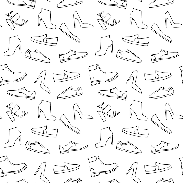 Vector monochrome shoes pattern