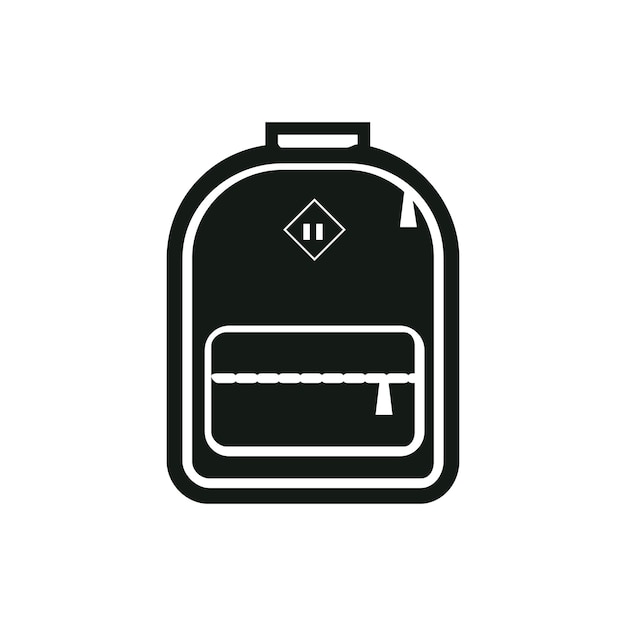 Монохромный силуэт иконки рюкзака стилизованный упрощенный символ рюкзака рюкзак школьный мешок векторная иллюстрация черно-белый