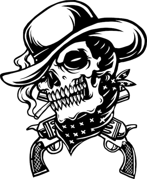 monochrome skull cowboy concept