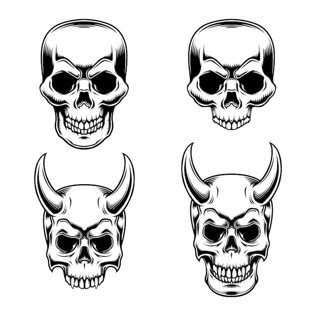 Monochrome Skull Illustration Collection