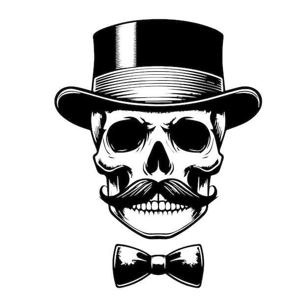 Monochrome Skull Vector for T Shirt and Poster Design