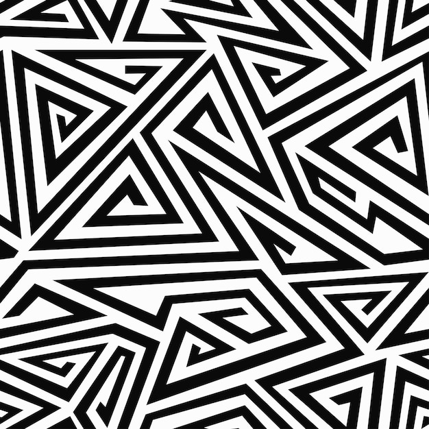 Monochrome spiral triangle seamless pattern