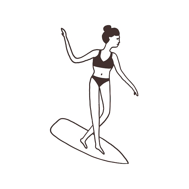 Monochrome Surf Girl on Surfboard