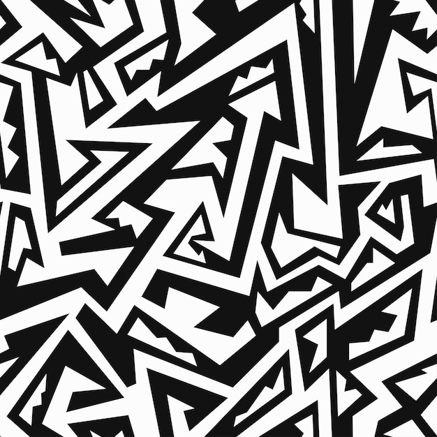 Monochrome tribal geometric seamless pattern