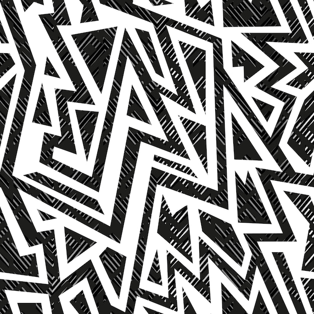 Monochrome tribal geometric seamless pattern