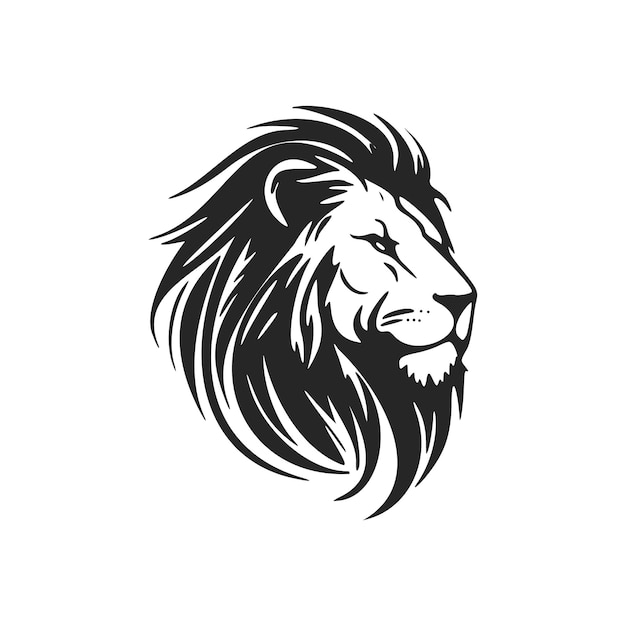 Monochrome vector logo depicting a lion