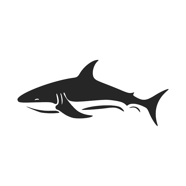 Monochrome vector logo depicting a strong shark