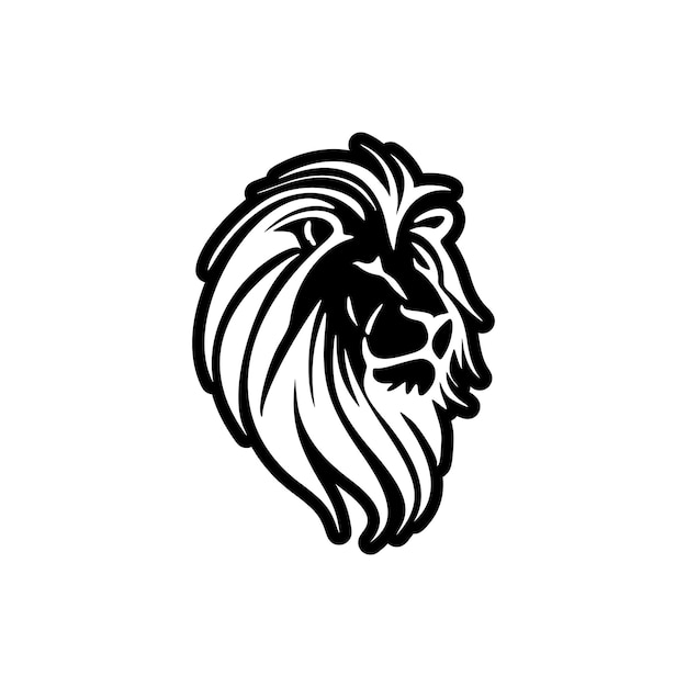 Monochrome vector logo of a lion straightforward and elegant