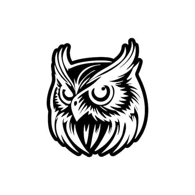 Monochrome vector owl logo sleek and simple