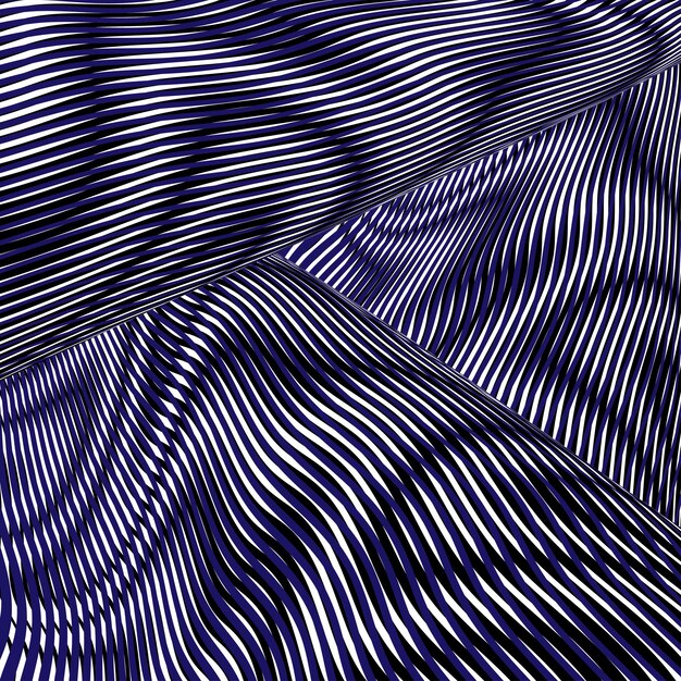 Monochrome vector striped abstract background with curved lines and moire optical illusion effect