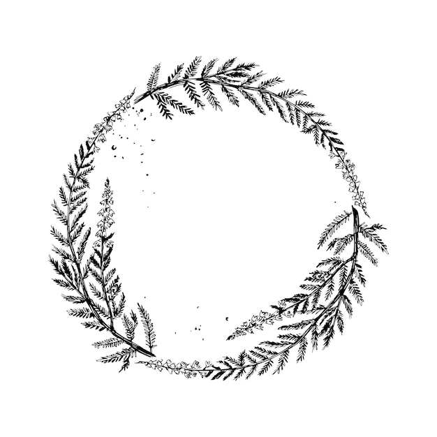 Monochrome of wreaths in sketch style