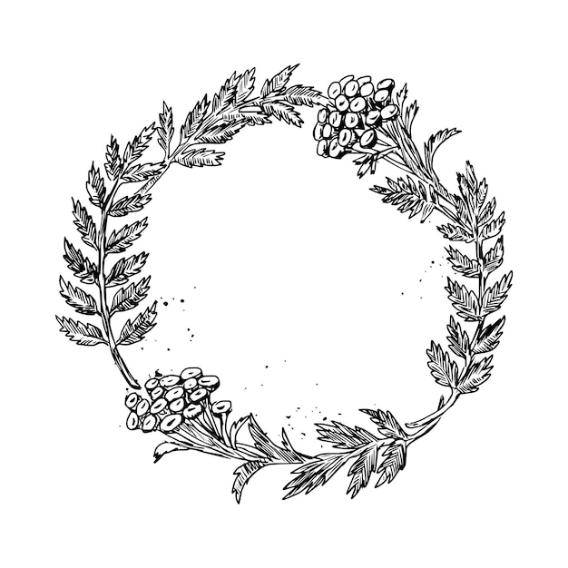 Monochrome of wreaths in sketch style