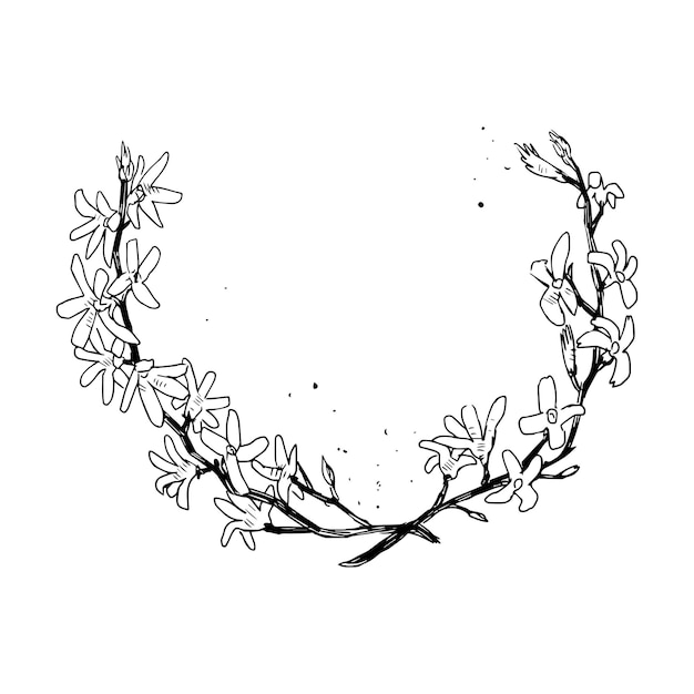 Vector monochrome of wreaths in sketch style