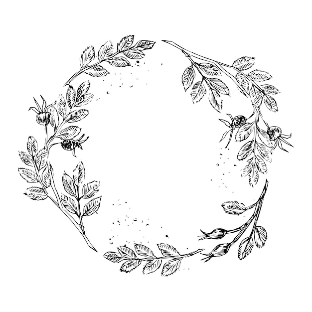 Monochrome of wreaths in sketch style