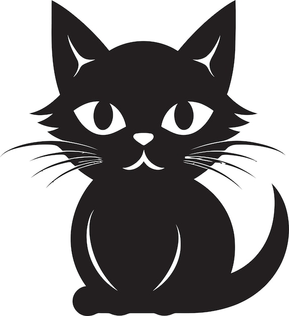 Monochroom badge met bakkebaarden Sierlijke kattenindruk