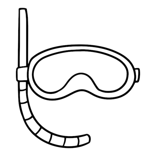 Monochroom illustratie duikmasker met beademingsbuis vectorillustratie in cartoon-stijl