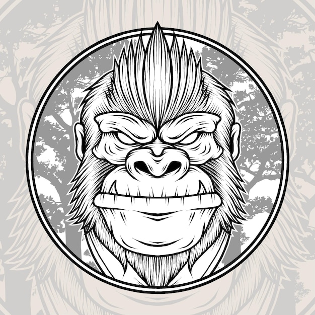 Monochroom King Gorilla Vector