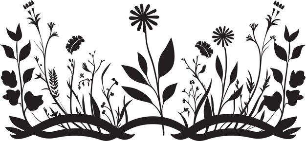 Vector monochroom petal framework zwart bloem emblem ink dipped blossom borderline botanische vector logo