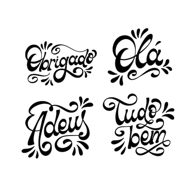 Monochroom Portugese belettering stickers collectie