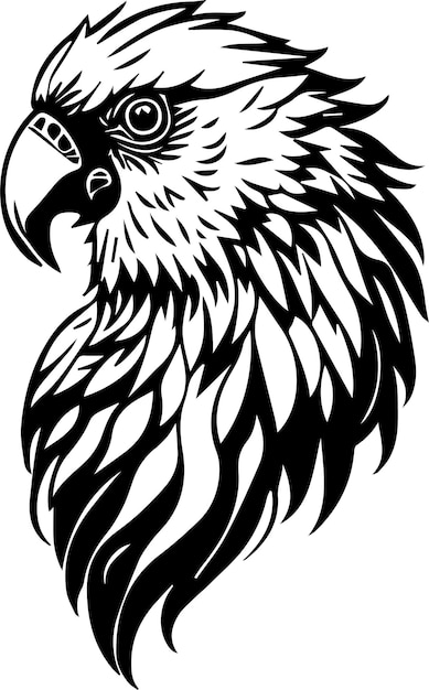 Monochroom vectorillustratie van een papegaai hoofd voor logo symbool sticker tattoo tshirt ontwerp