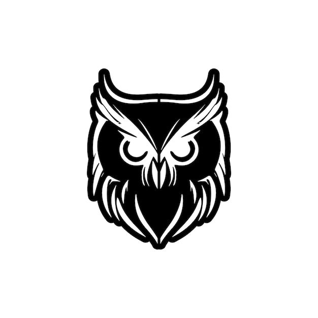 Monochroom vectorlogo van een uil met een subtiel ontwerp